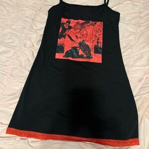 Death note anime dress with lace trim red and black Size: M adjustable straps!❣️